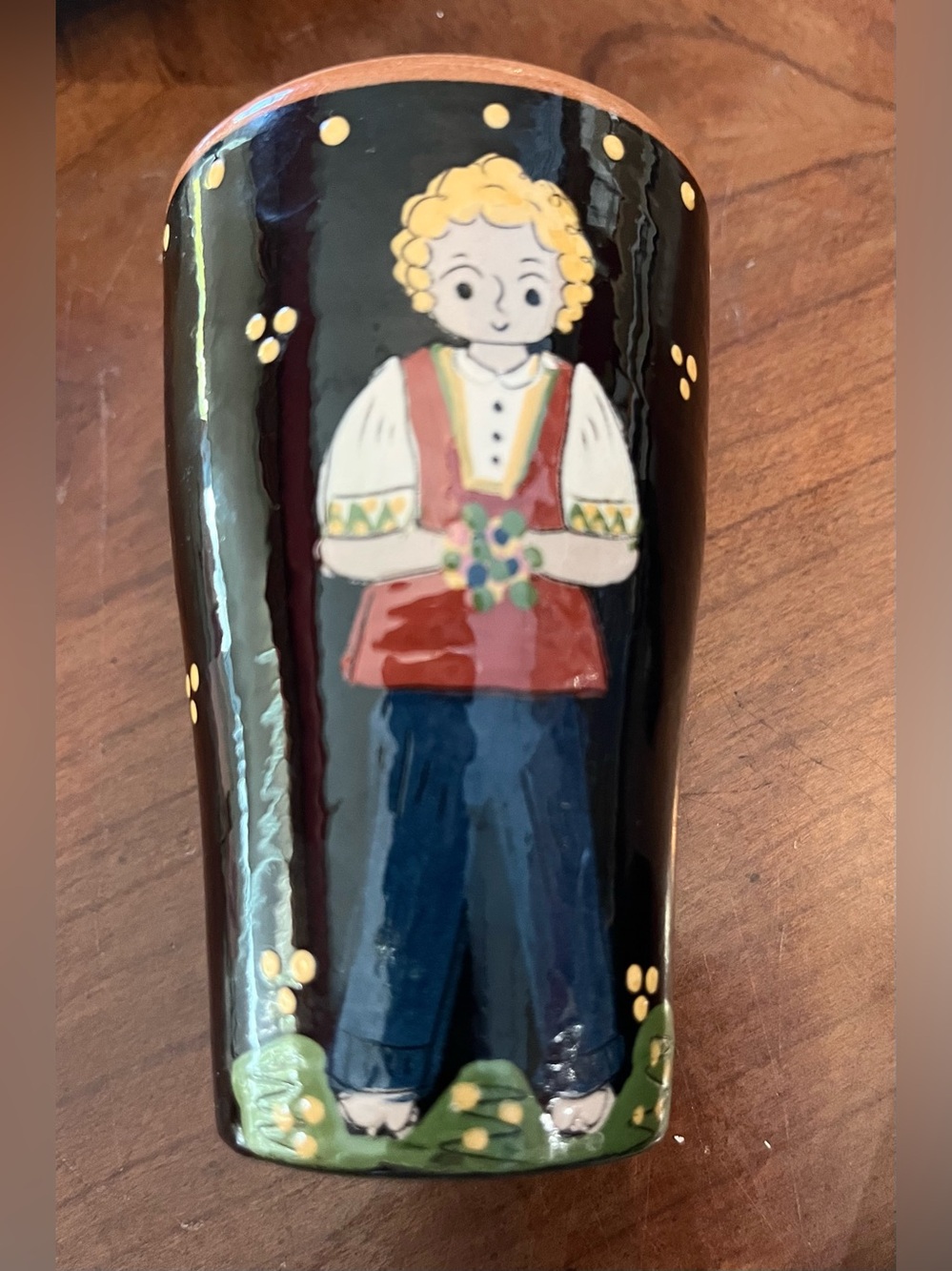 Mid-Century Hugo Kohler Biel Swiss Folk Art Pottery Beaker Tumbler/Cup/Vase